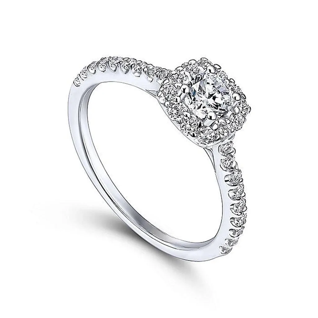 0.67ctw Victorian Style Diamond Engagement Ring - White Gold