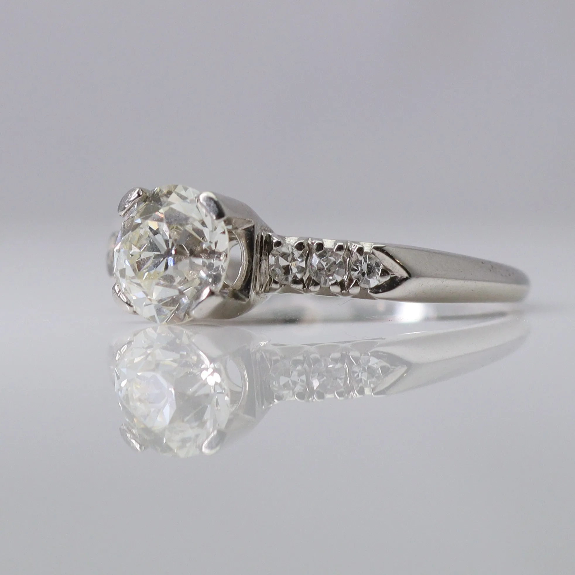 1.25 Carat Art Deco Platinum Diamond Engagement Ring