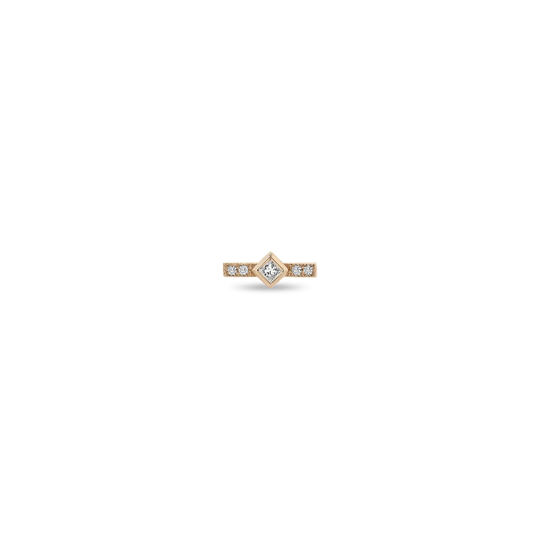 14k Princess Diamond & Diamond Bar Studs