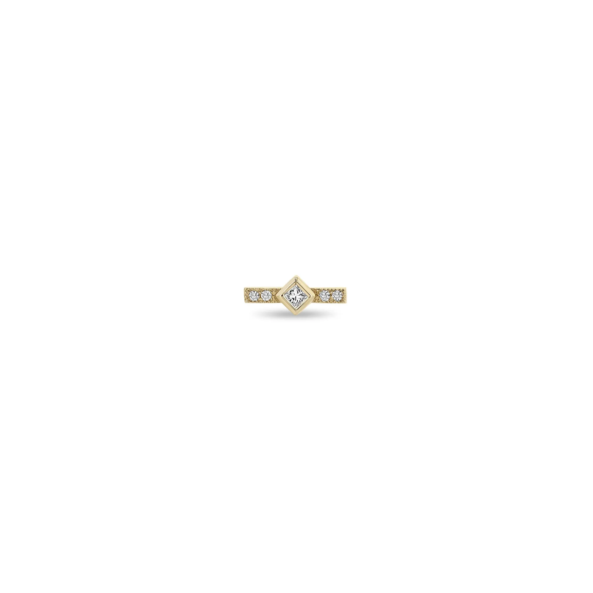 14k Princess Diamond & Diamond Bar Studs