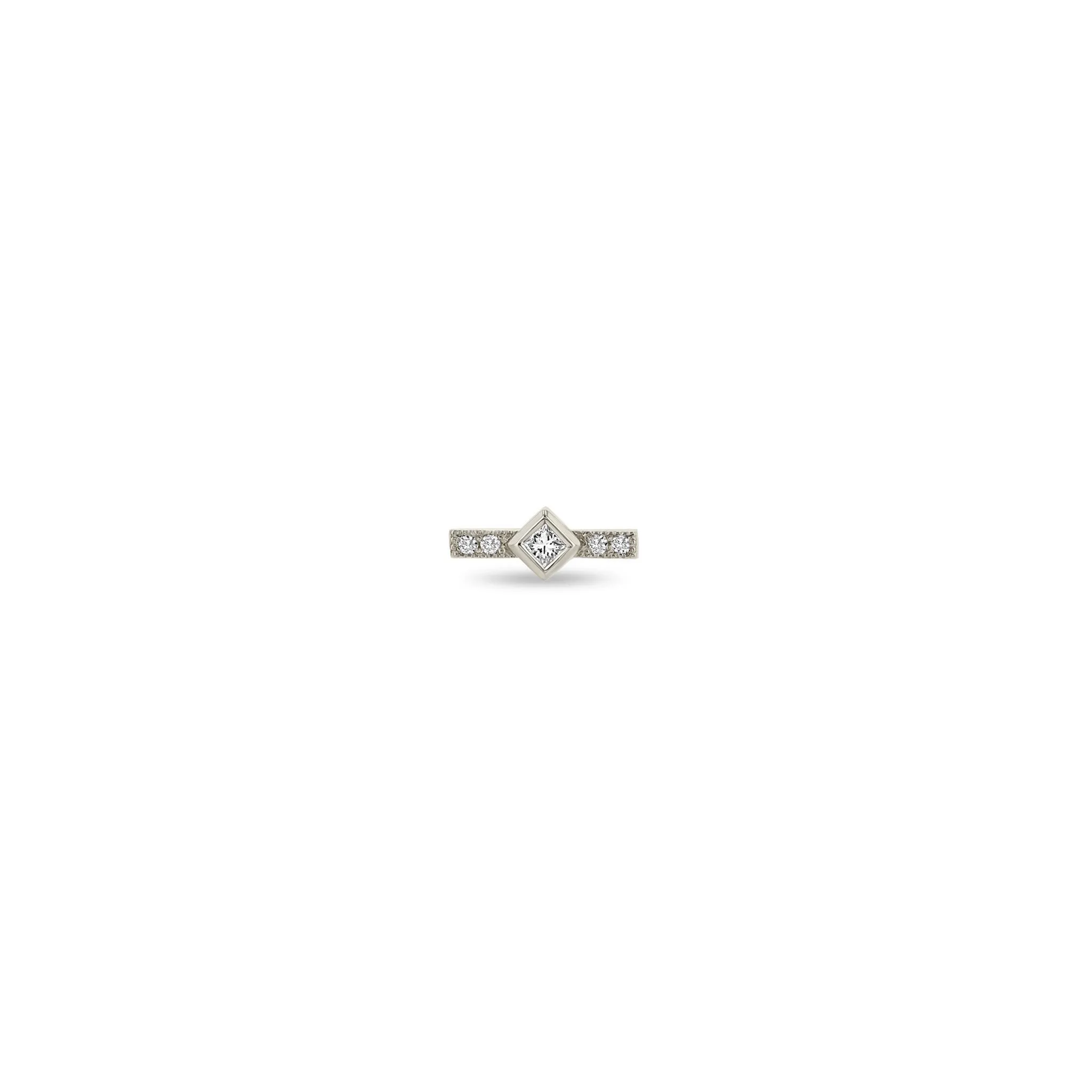 14k Princess Diamond & Diamond Bar Studs