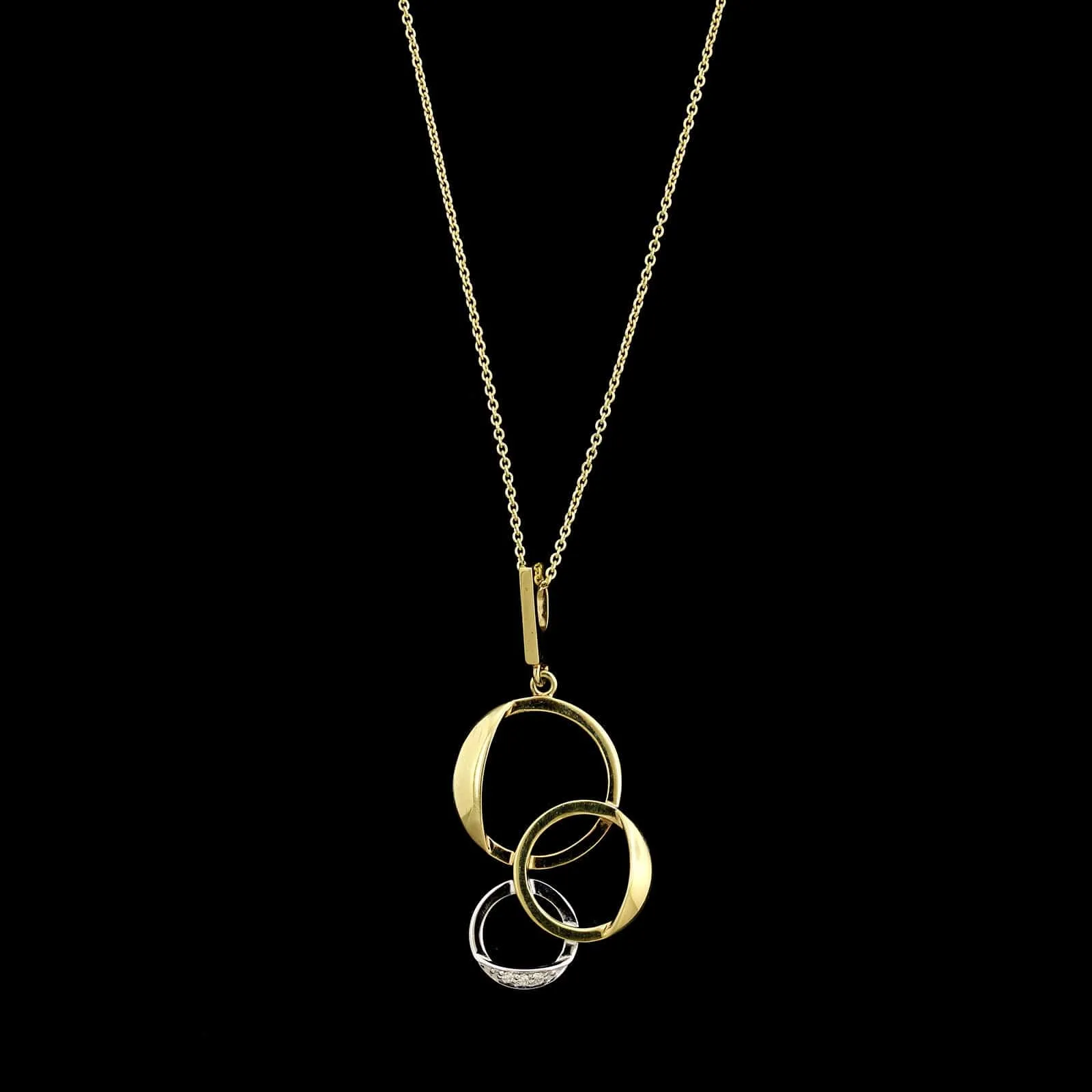 14K Two-tone Gold Estate Diamond Circle Pendant