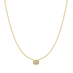 14K YG Oval Diamond Solitaire Necklace