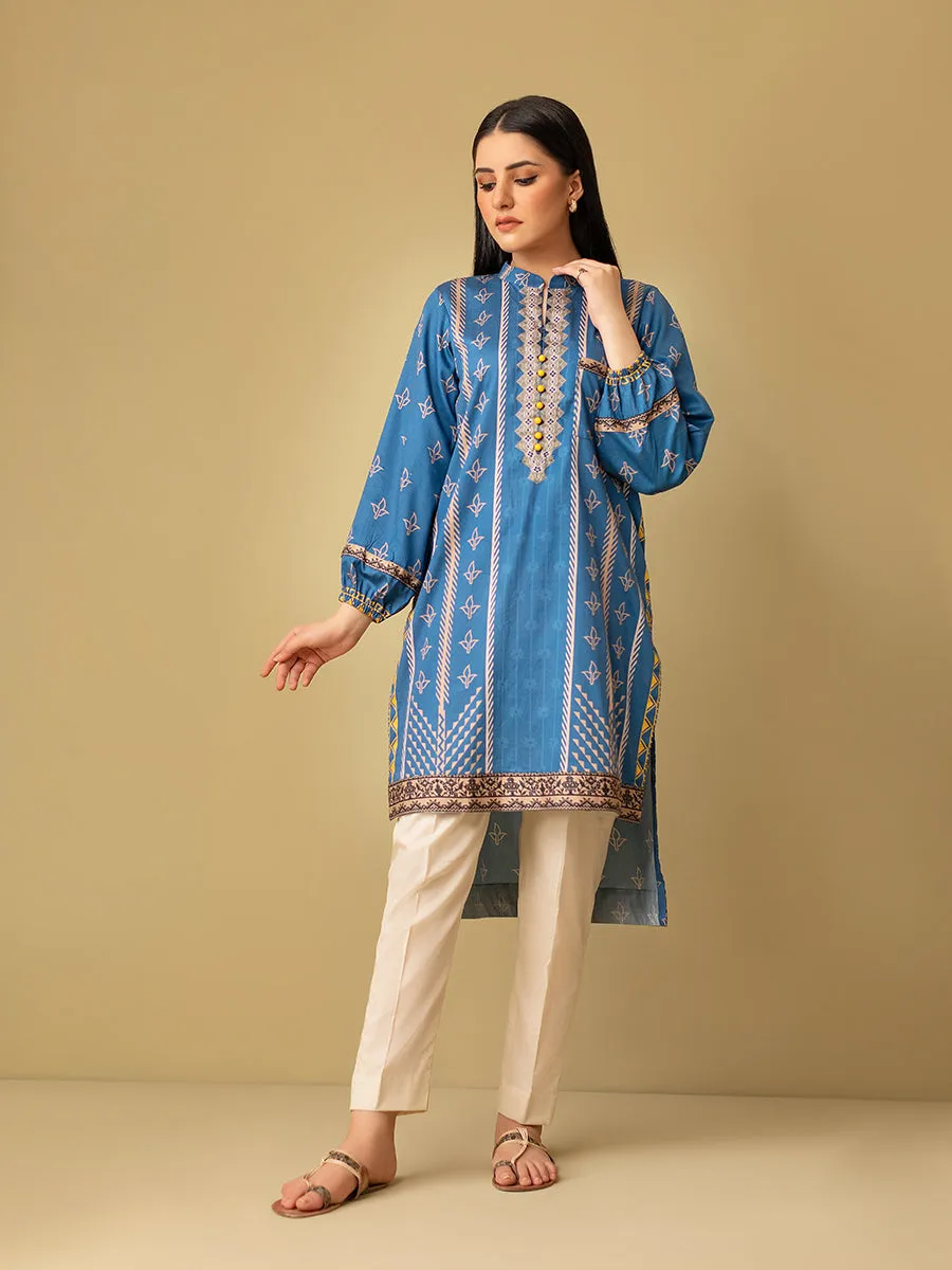 1pc - Stitched Basic Printed Cotton Silk Shirt