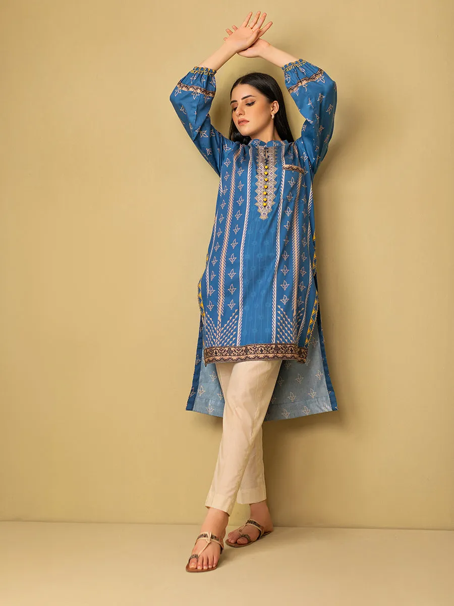 1pc - Stitched Basic Printed Cotton Silk Shirt