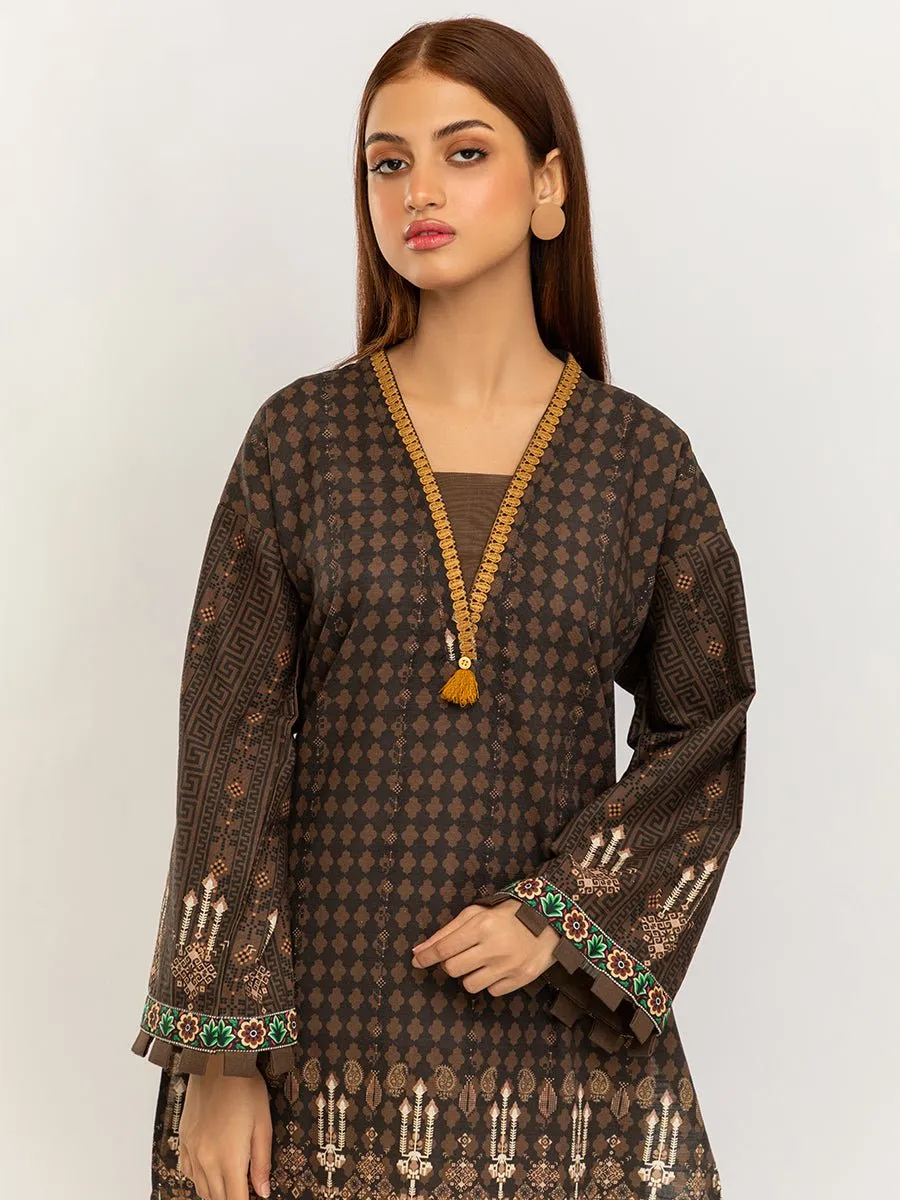 1pc Stitched Basic Printed Khaddar Shirt