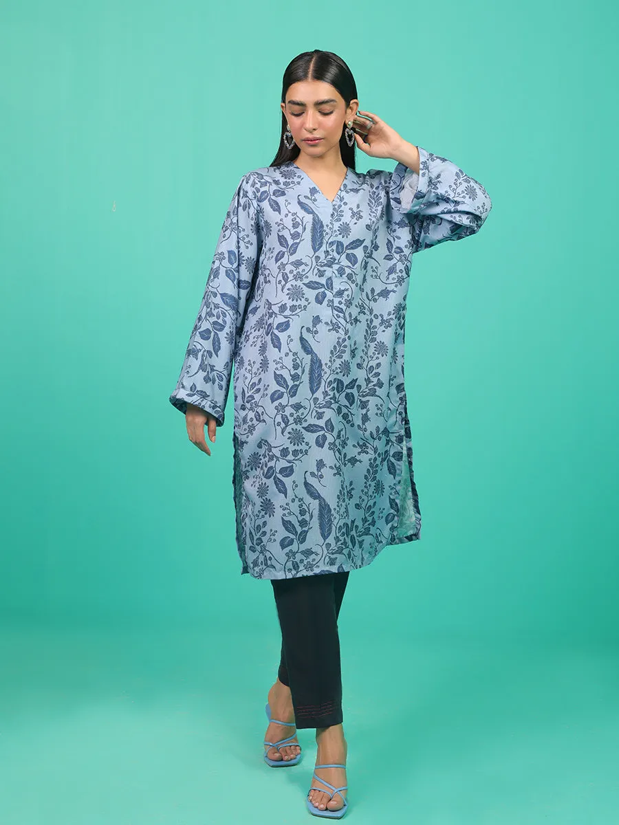 1pc - Stitched Basic Printed Lawn Silk Shirt