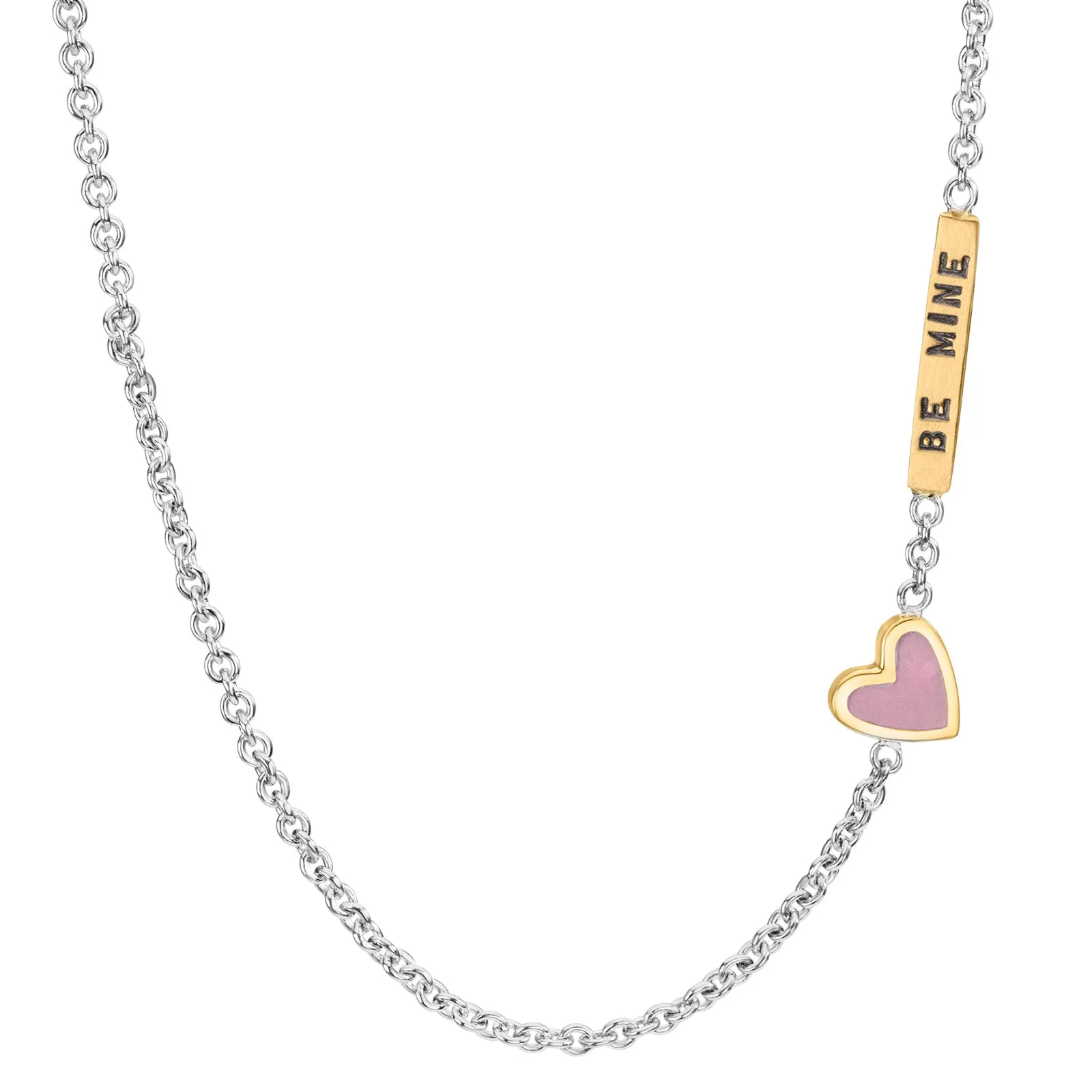 2mm Silver & Gold Enamel Be Mine Heart Chain