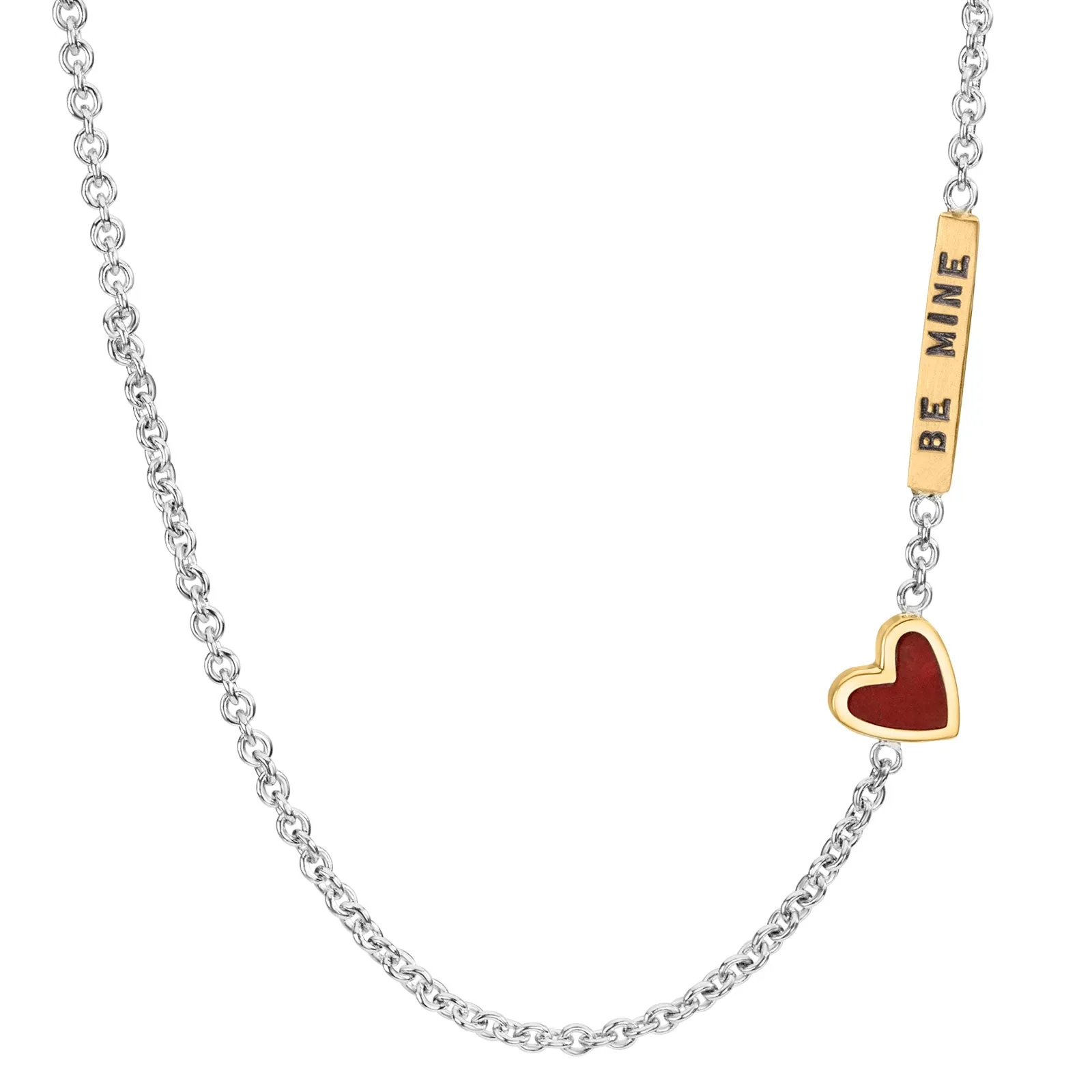 2mm Silver & Gold Enamel Be Mine Heart Chain