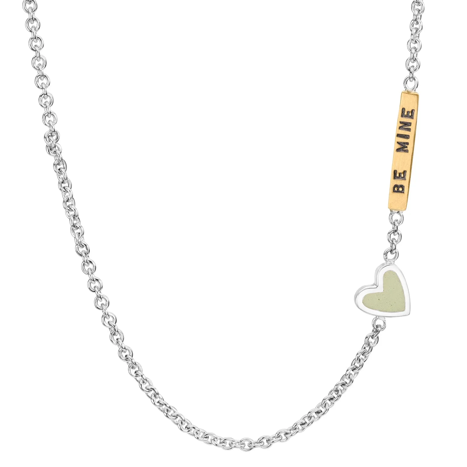 2mm Silver Be Mine Enamel Heart Chain