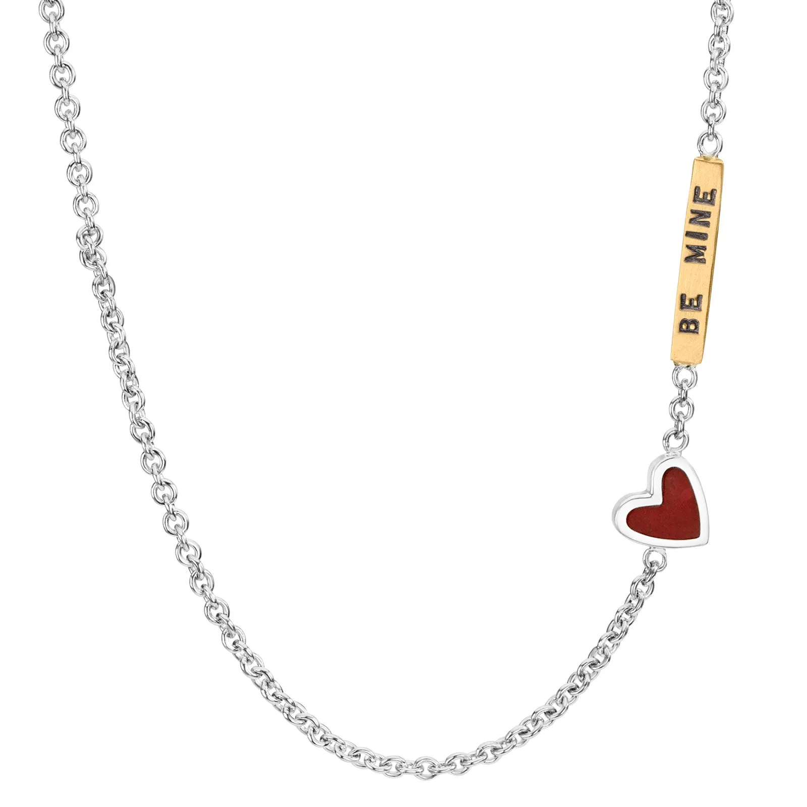 2mm Silver Be Mine Enamel Heart Chain