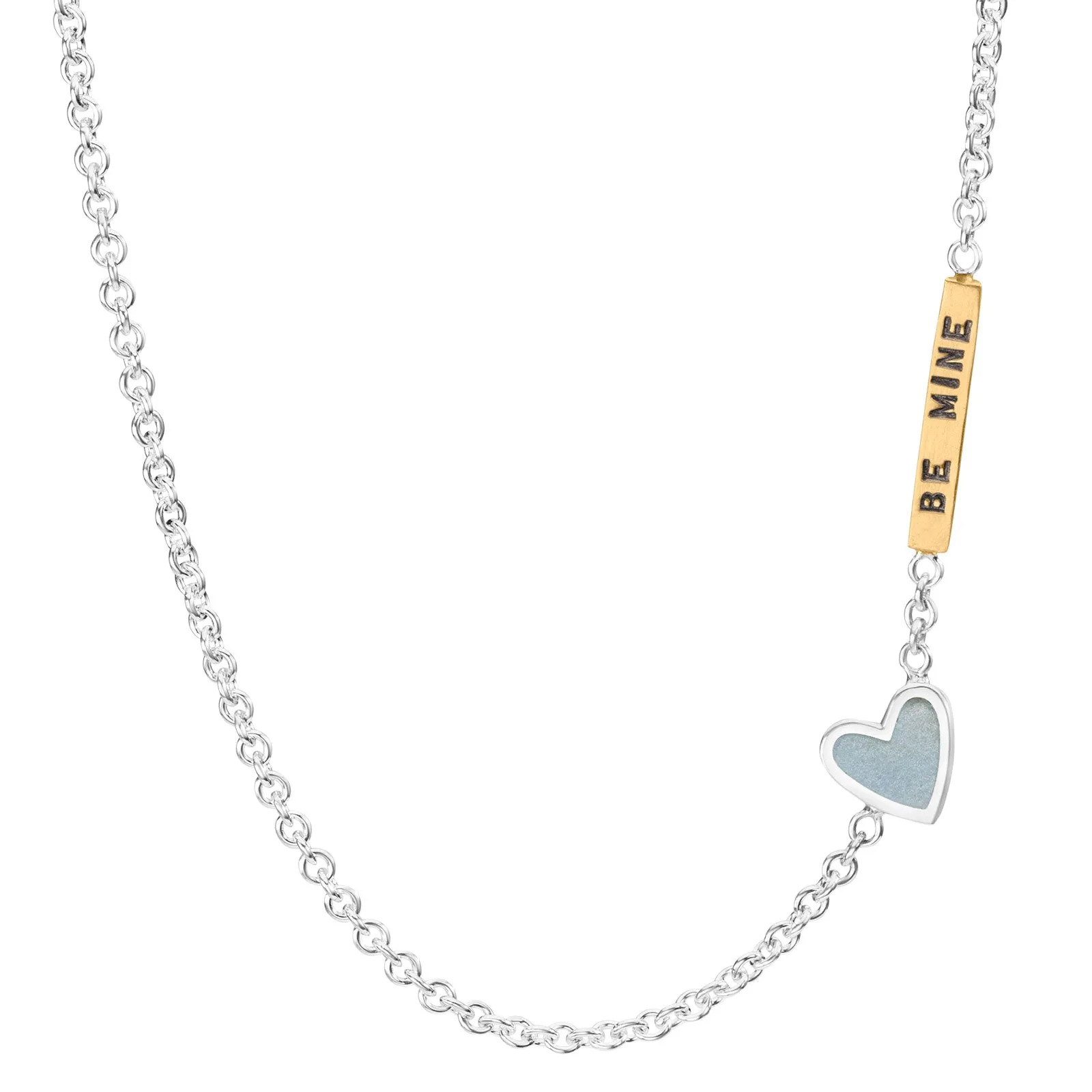 2mm Silver Be Mine Enamel Heart Chain