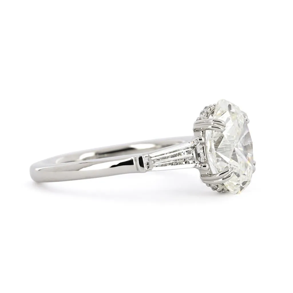 4.26ctw Oval Diamond Engagement Ring - Three-Stone - Platinum