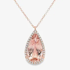 4.97CT Morganite Diamond Halo Necklace