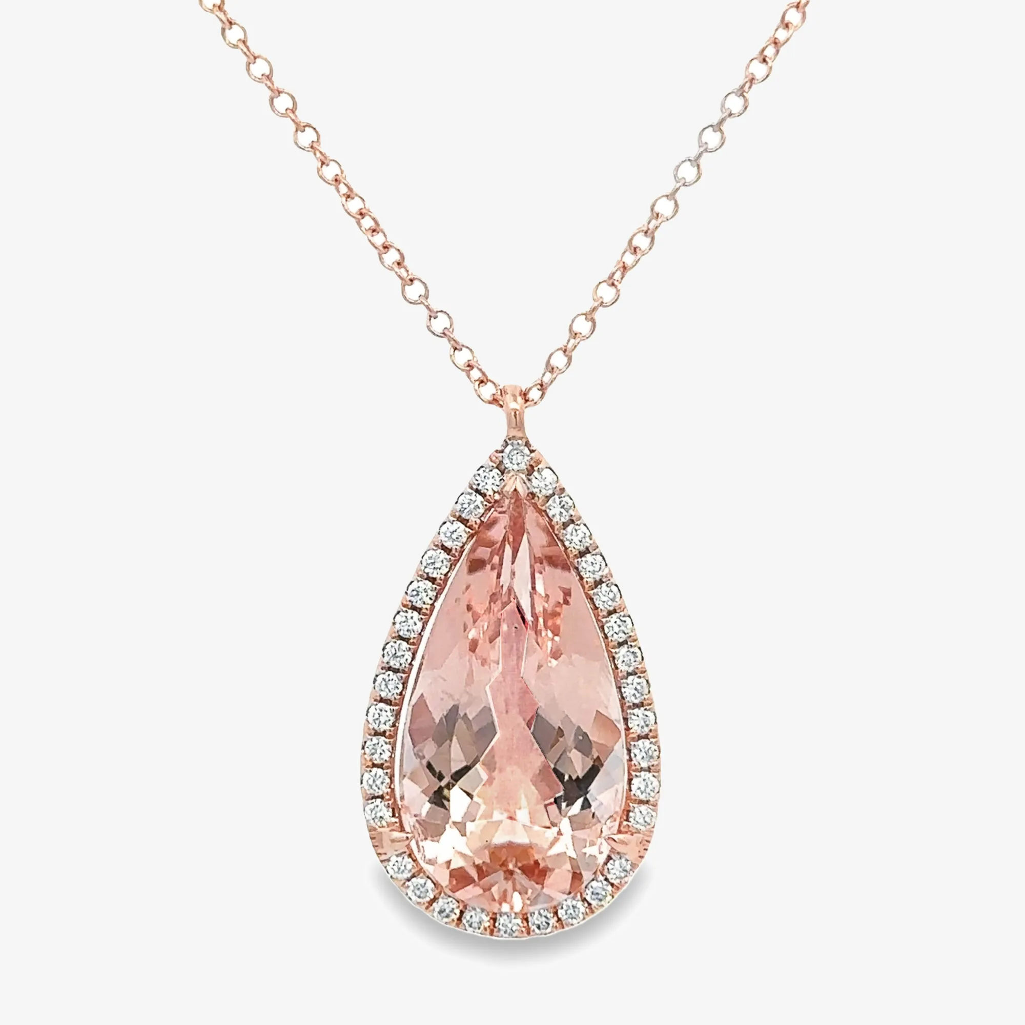 4.97CT Morganite Diamond Halo Necklace