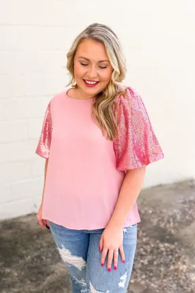 Add Sparkles Top, Pink