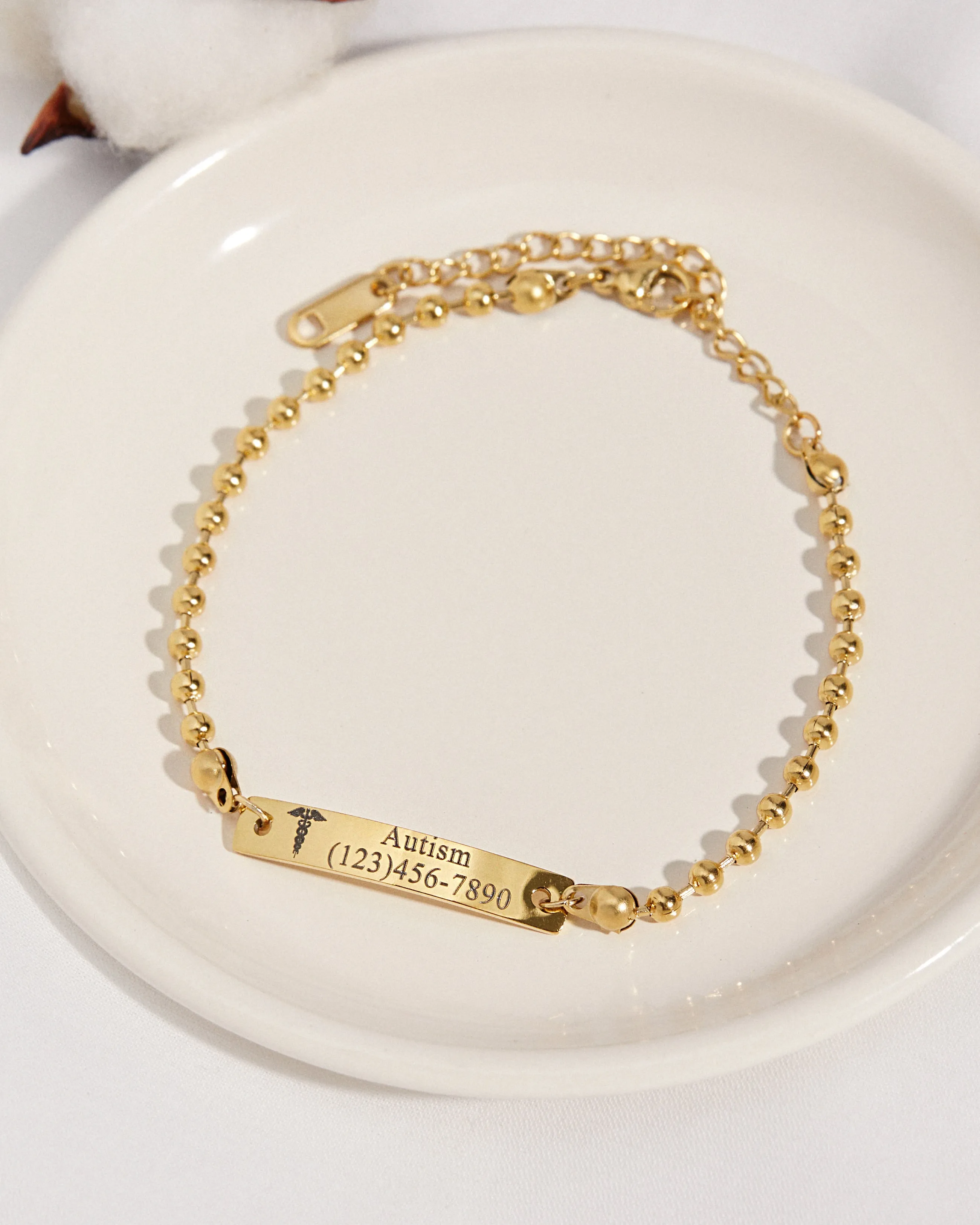 Airy Medical Alert Ball Chain Bracelet