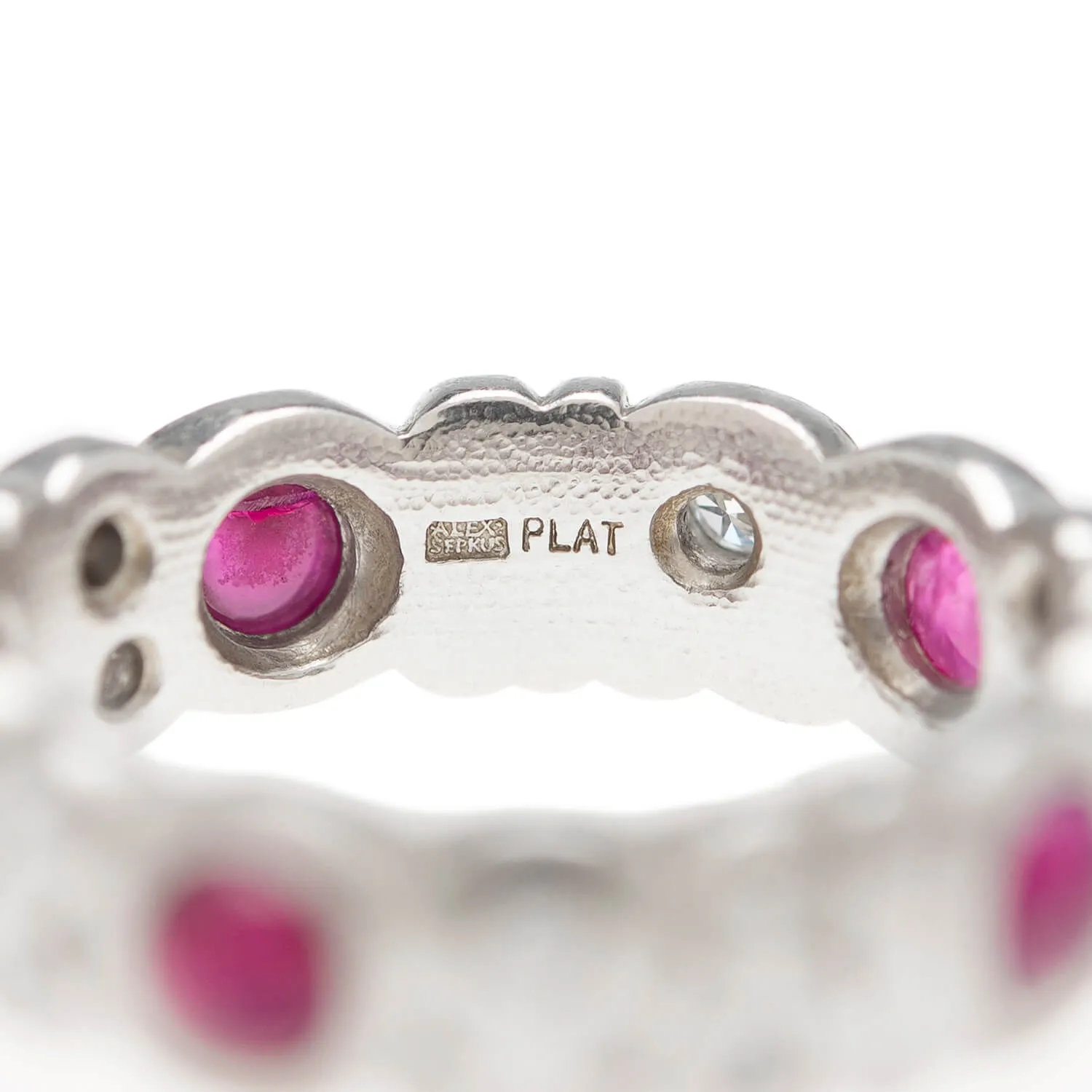 ALEX SEPKUS Estate Platinum Ruby & Diamond Eternity Band