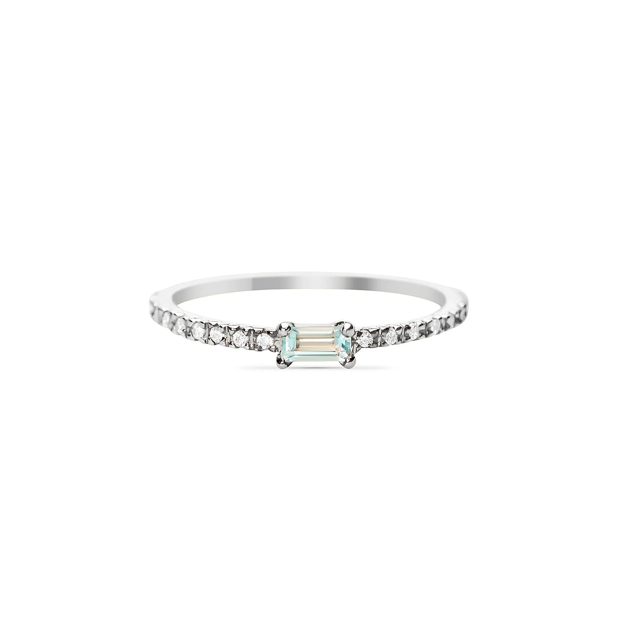 Aquamarine Baguette Ring Bacchetto