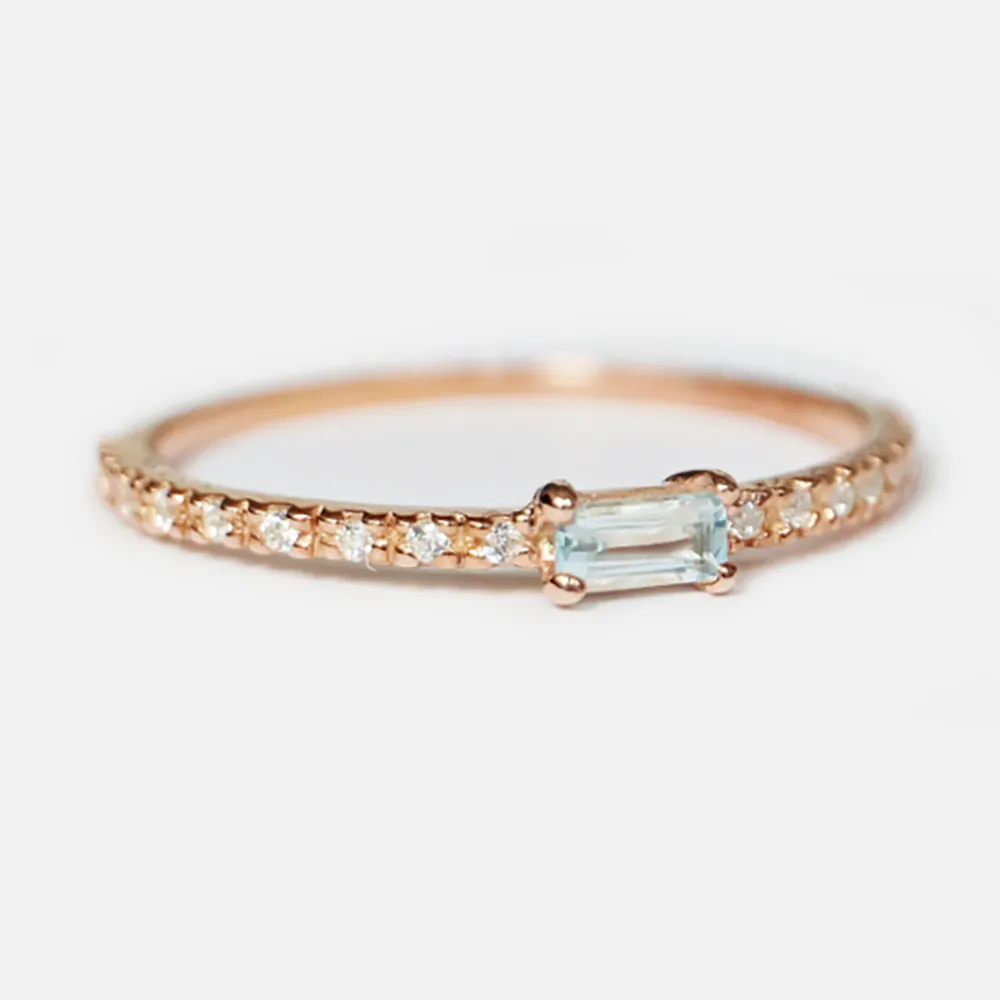 Aquamarine Baguette Ring Bacchetto