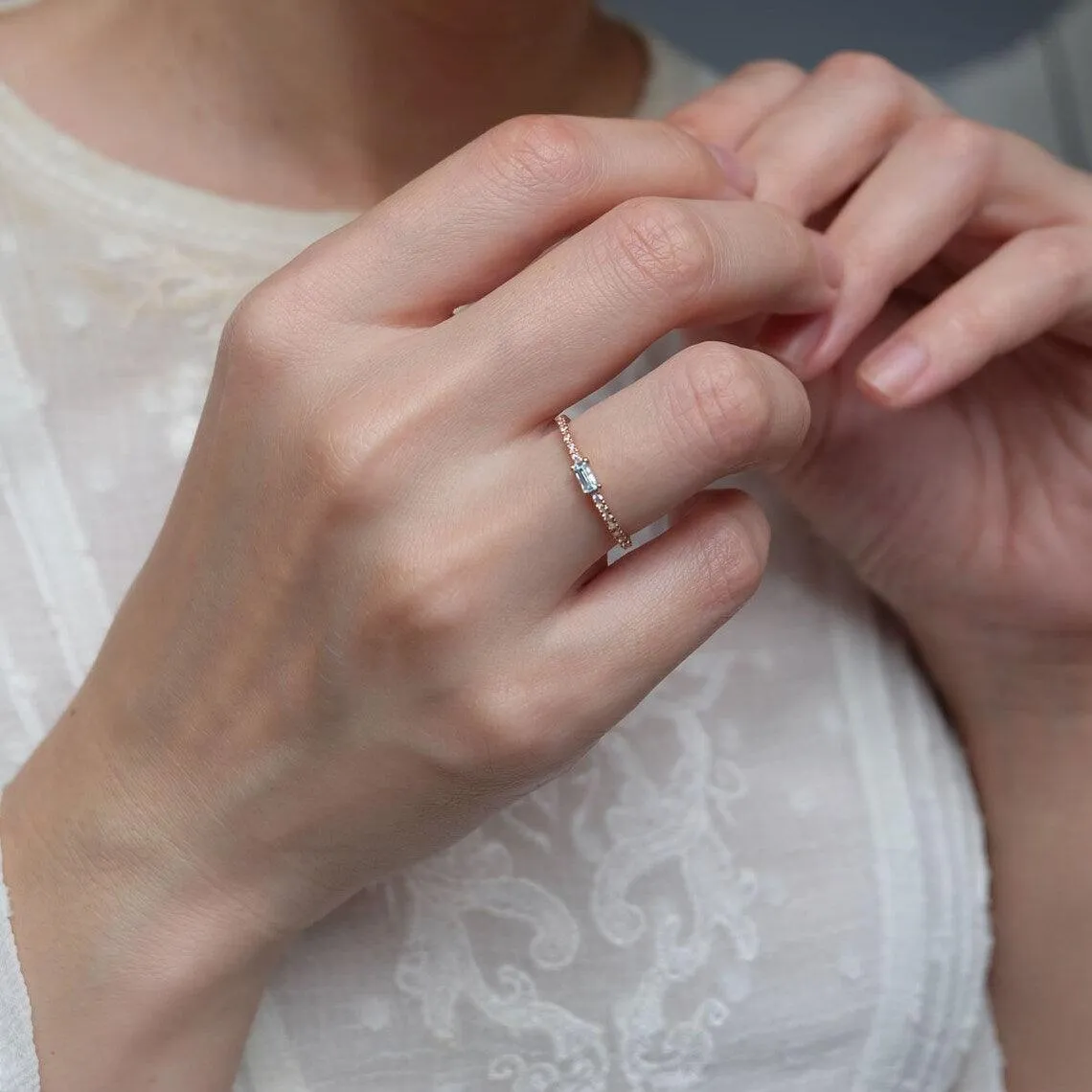 Aquamarine Baguette Ring Bacchetto