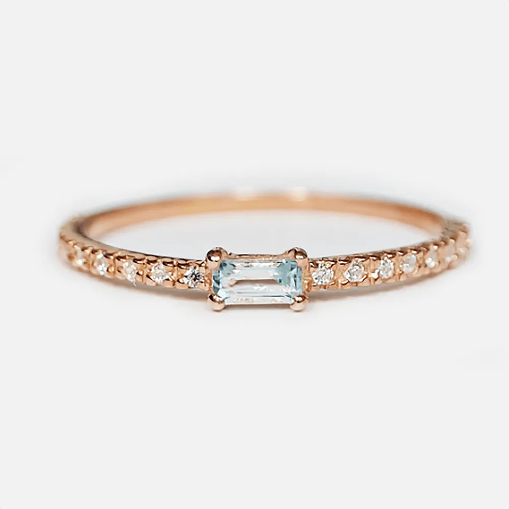 Aquamarine Baguette Ring Bacchetto