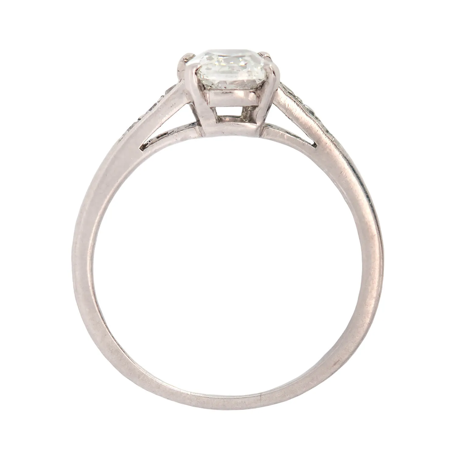 Art Deco Platinum Cushion Diamond Engagement Ring 0.90ct