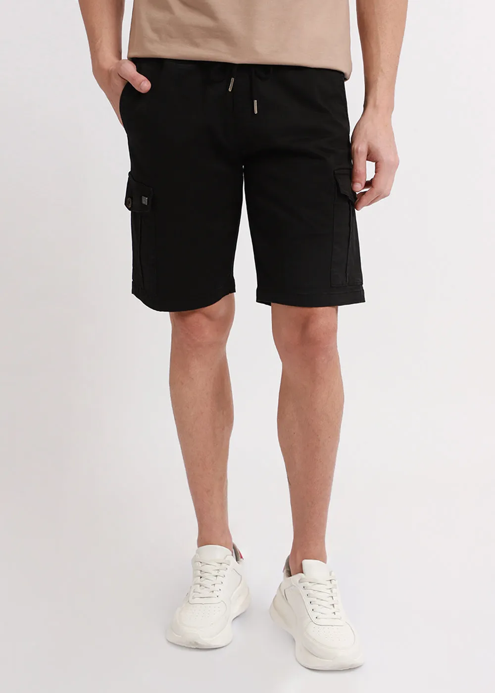 Asher Black Cotton Cargo Shorts