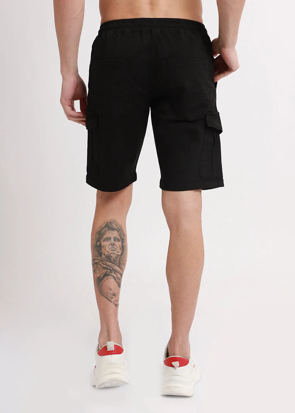 Asher Black Cotton Cargo Shorts