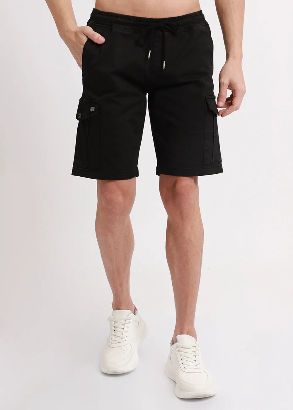 Asher Black Cotton Cargo Shorts