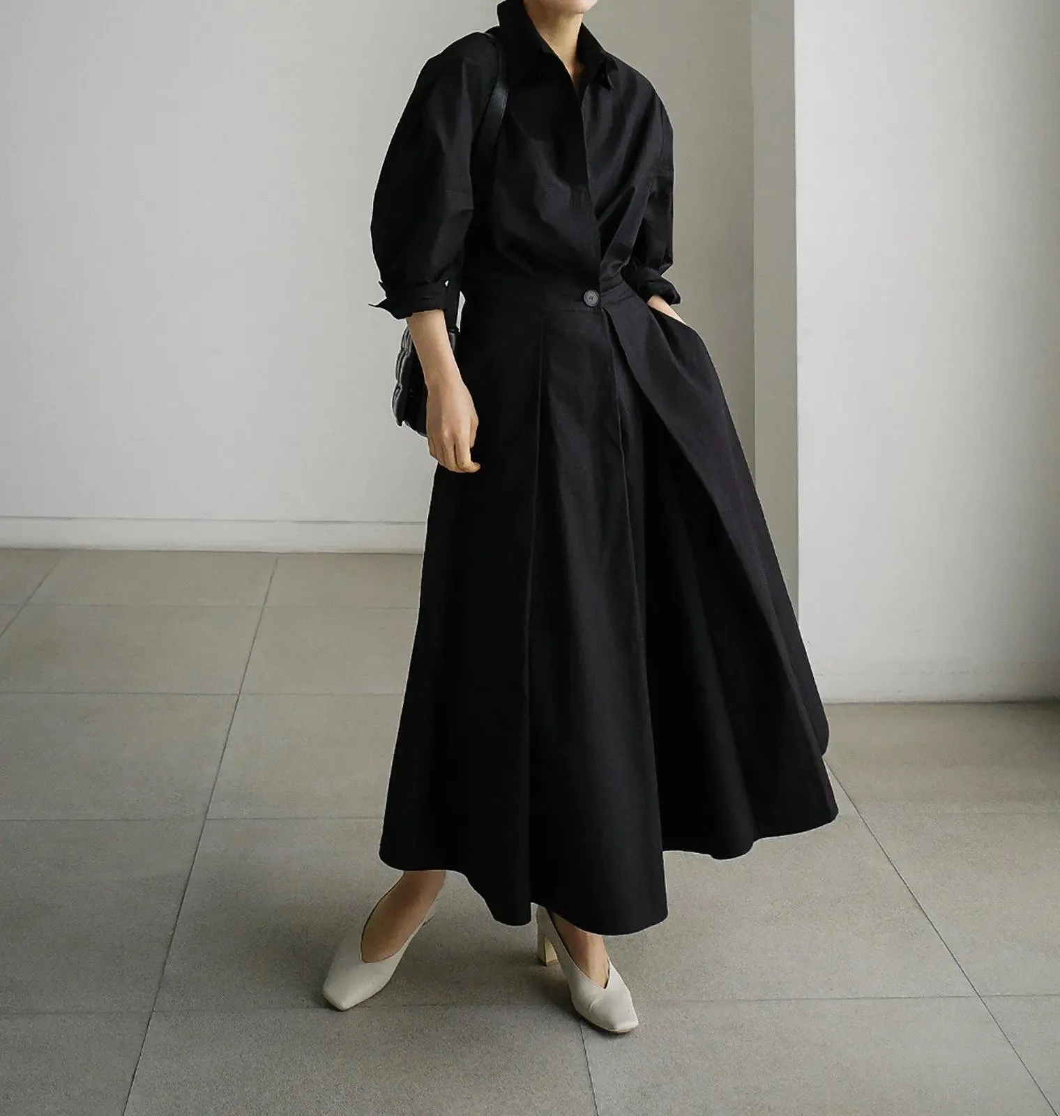 Ashley Puff Sleeve Relaxed Maxi Shirtdress