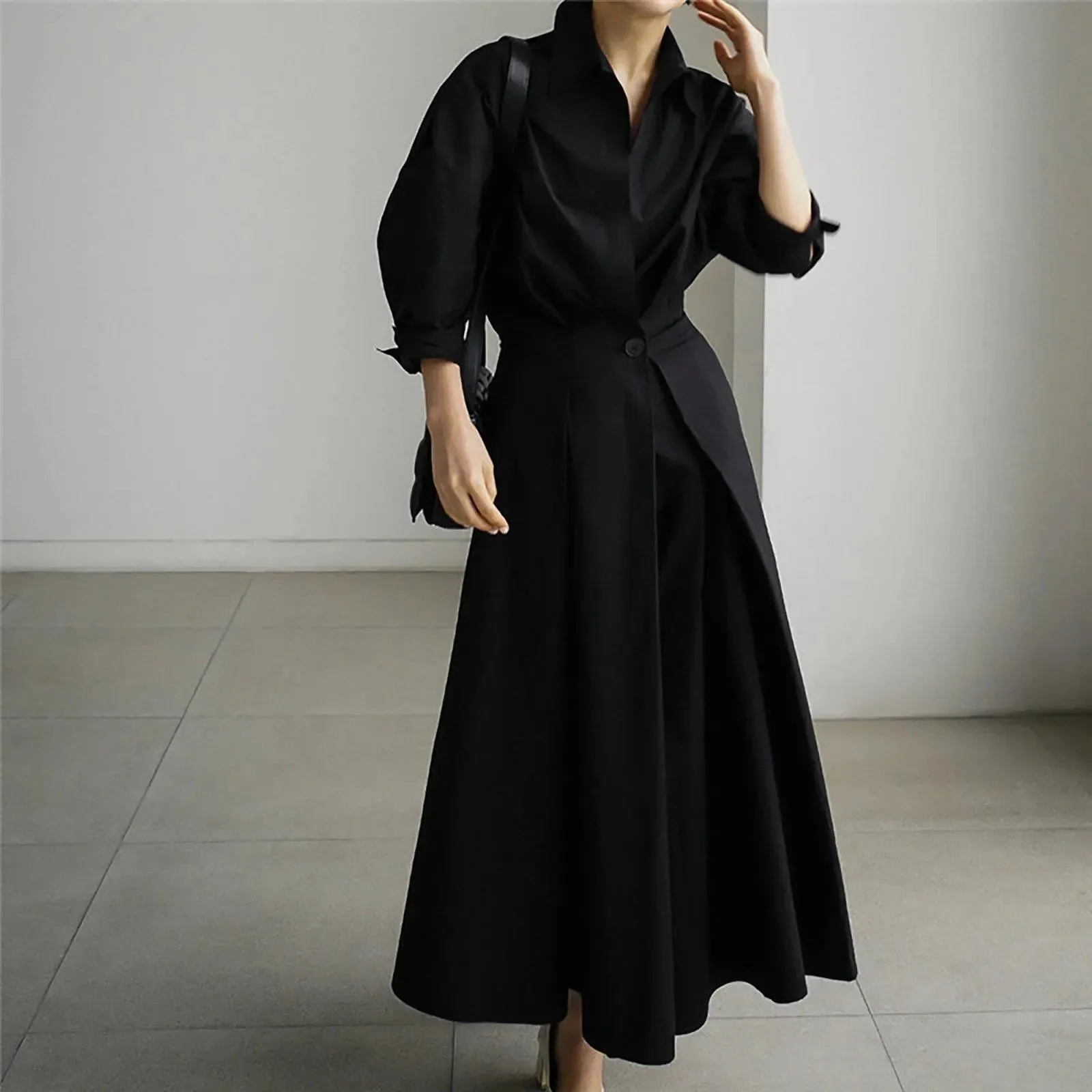 Ashley Puff Sleeve Relaxed Maxi Shirtdress