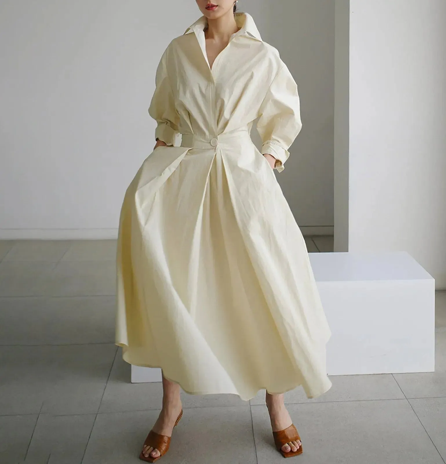 Ashley Puff Sleeve Relaxed Maxi Shirtdress