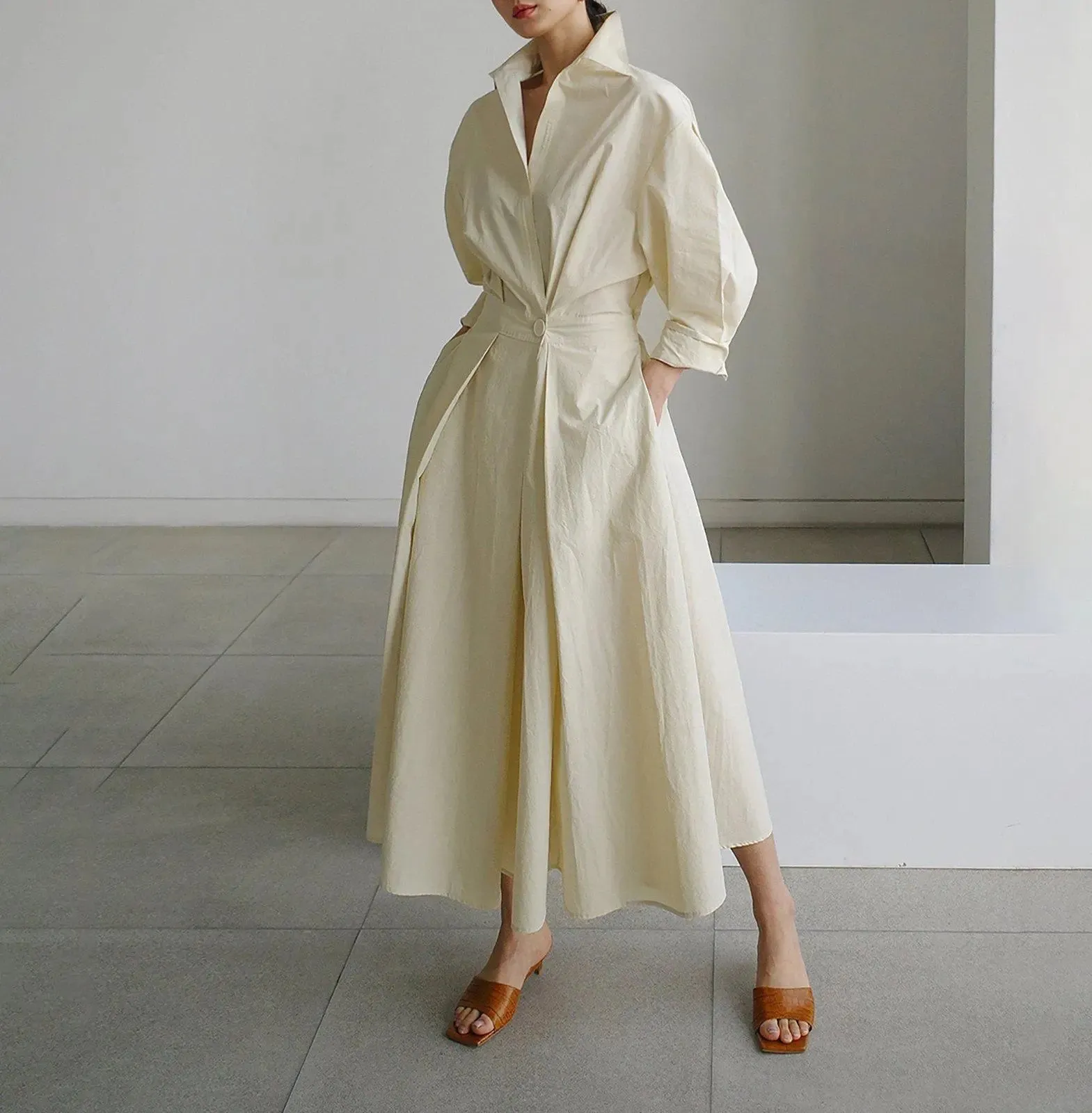 Ashley Puff Sleeve Relaxed Maxi Shirtdress