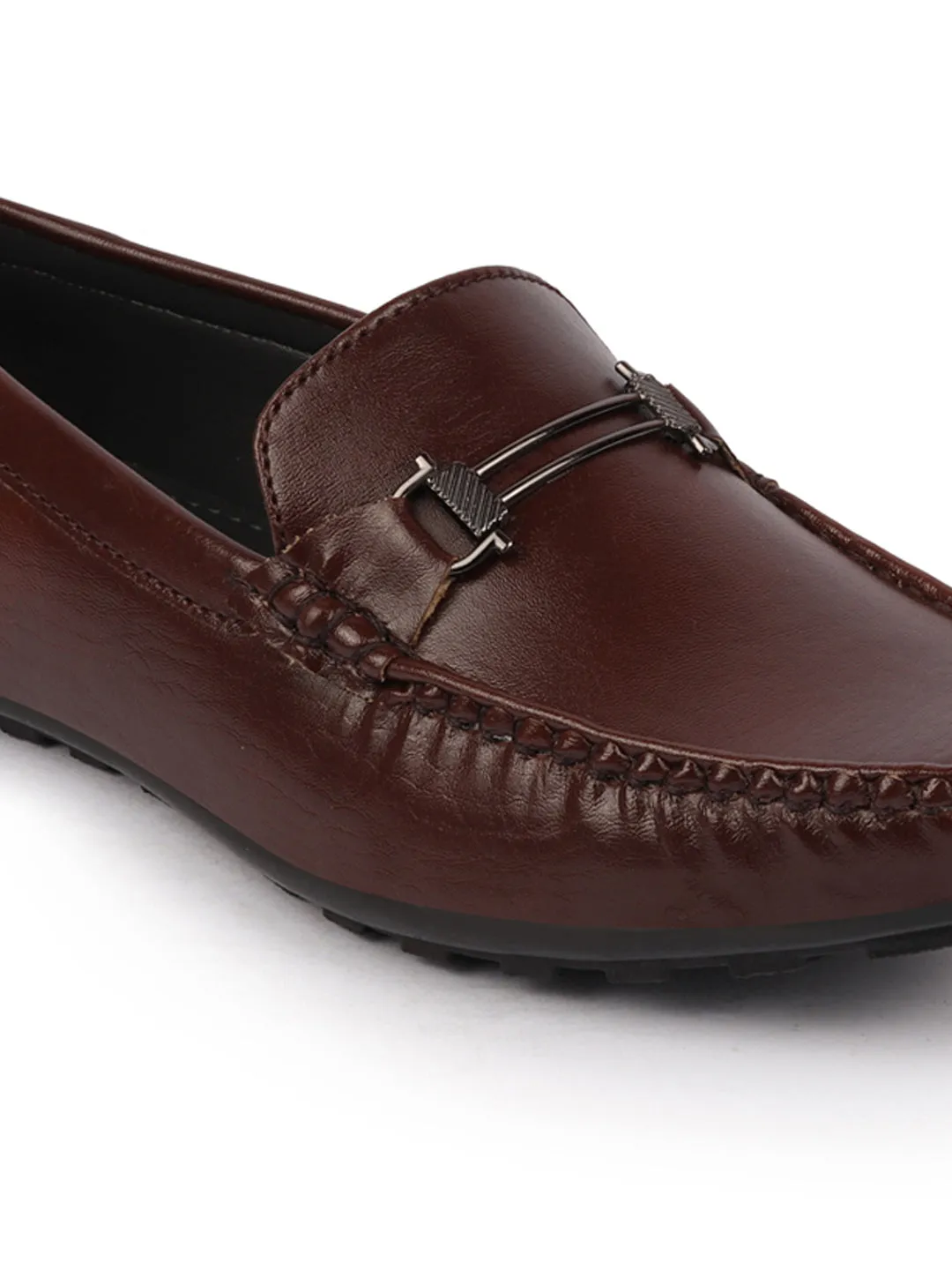 Basics Men Brown Horsebit Buckle Premium Slip On Casual Loafers and Moccasin Shoes