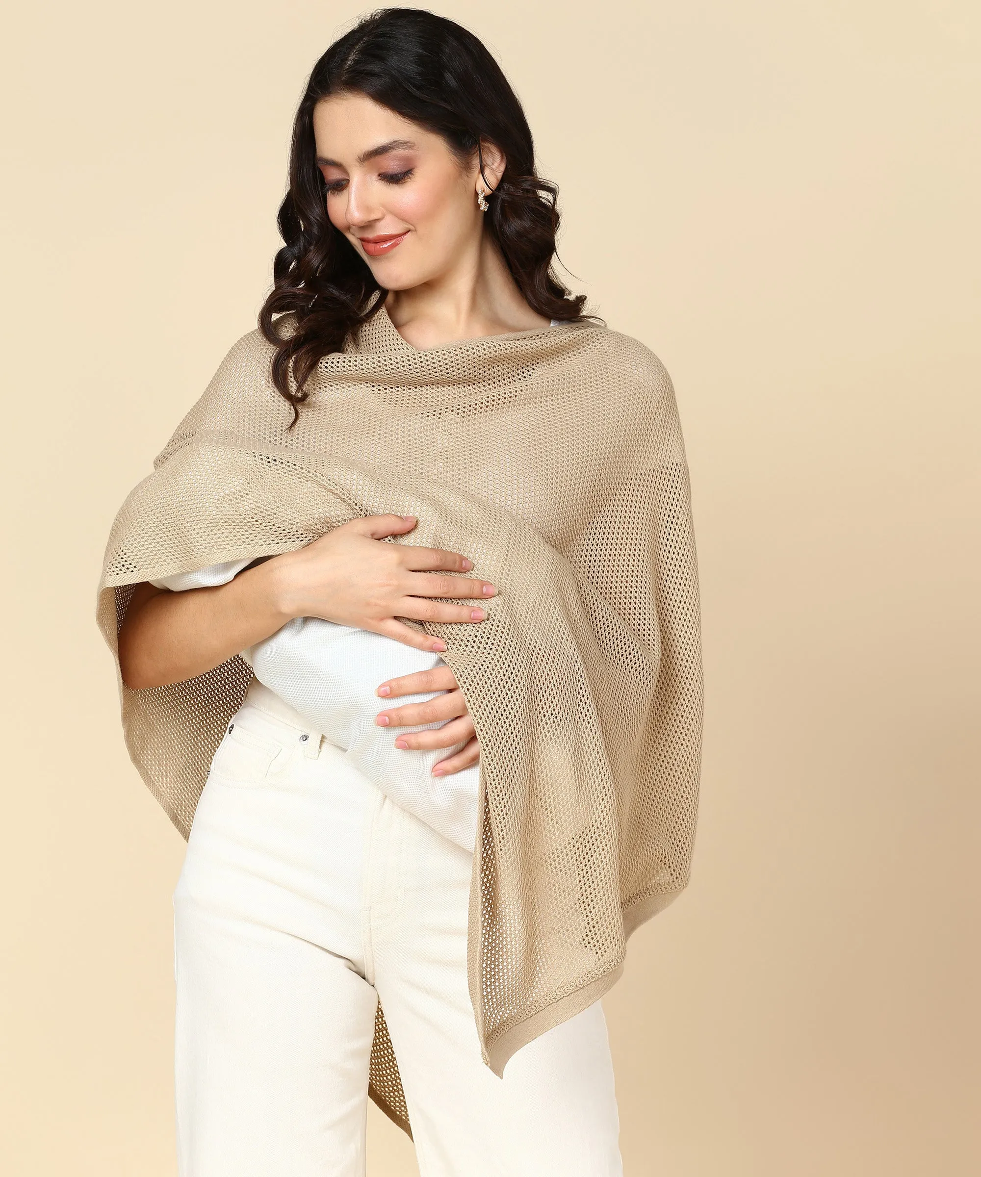 Beige Honeycomb Feeding & Nursing Cover