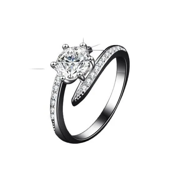 Bent Nail Bridal Brilliant Diamond Ring - 925 Sterling Silver