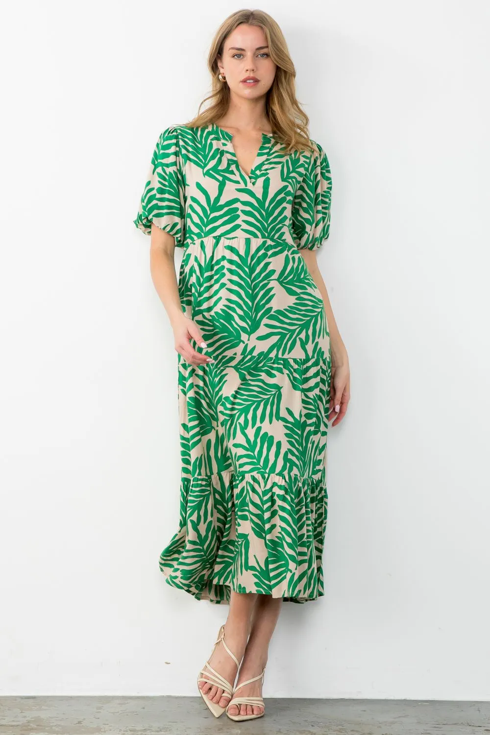 Betty Puff Sleeve Maxi Dress in Green