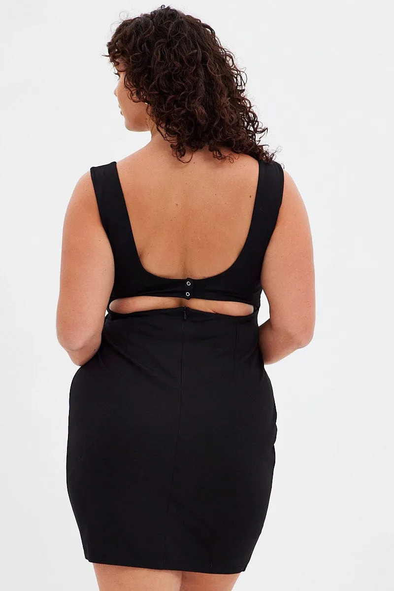 Black Bodycon Dress Sleeveless Back Cut Out