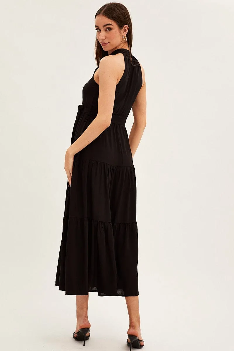 Black Halter Neck Maxi Dress