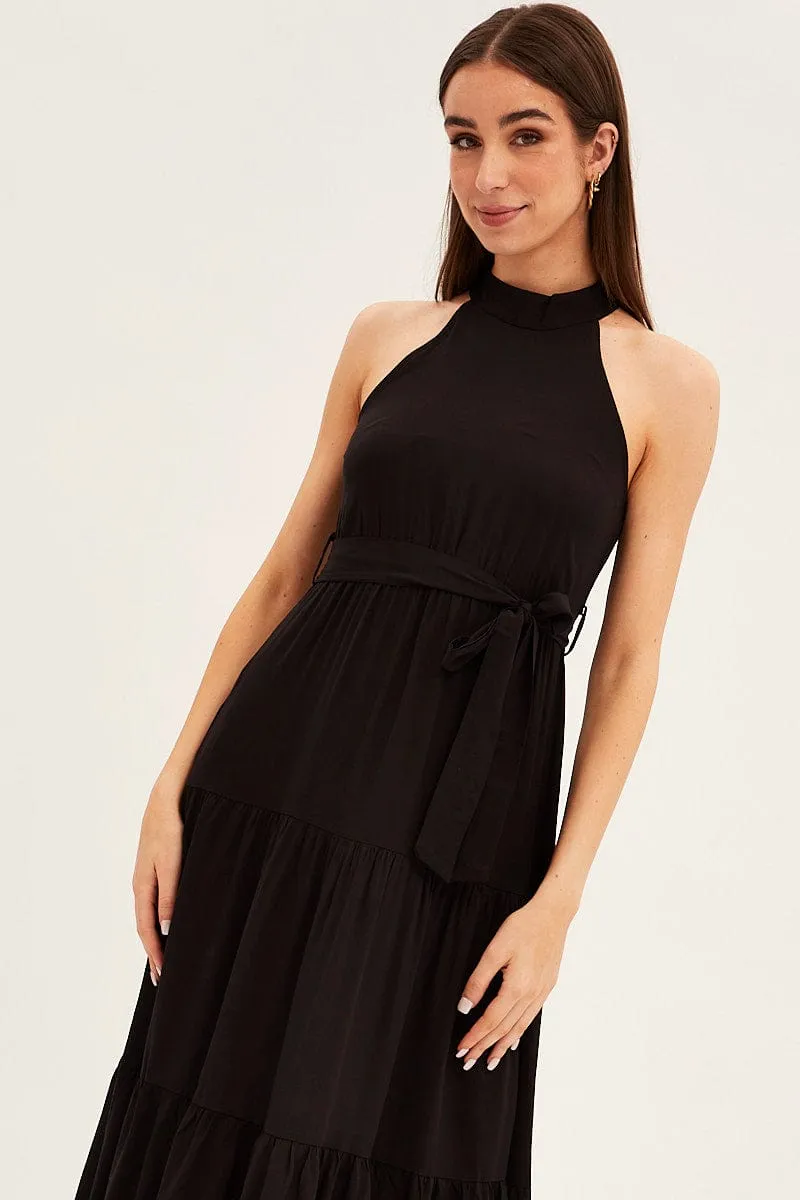 Black Halter Neck Maxi Dress