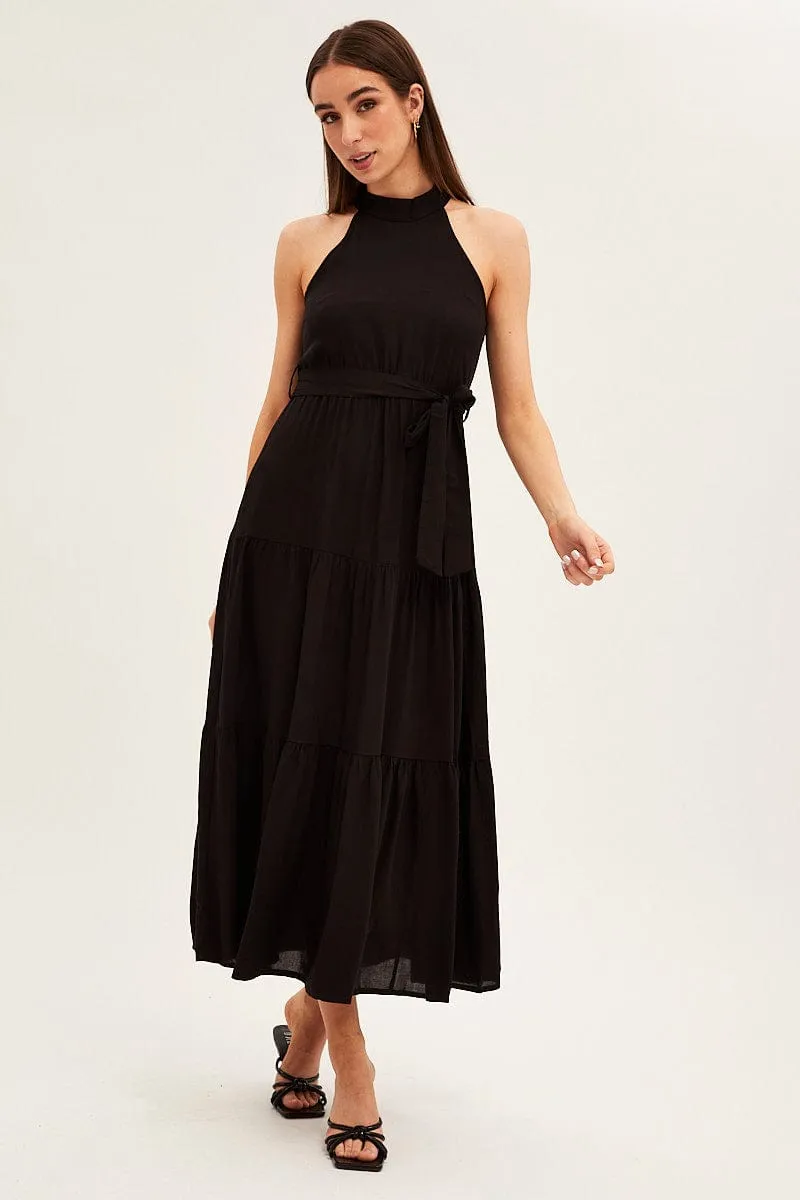 Black Halter Neck Maxi Dress