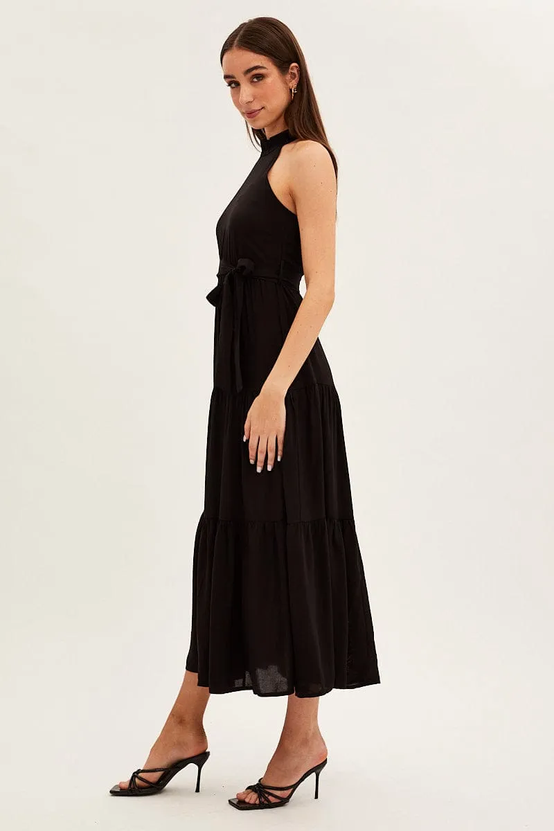 Black Halter Neck Maxi Dress