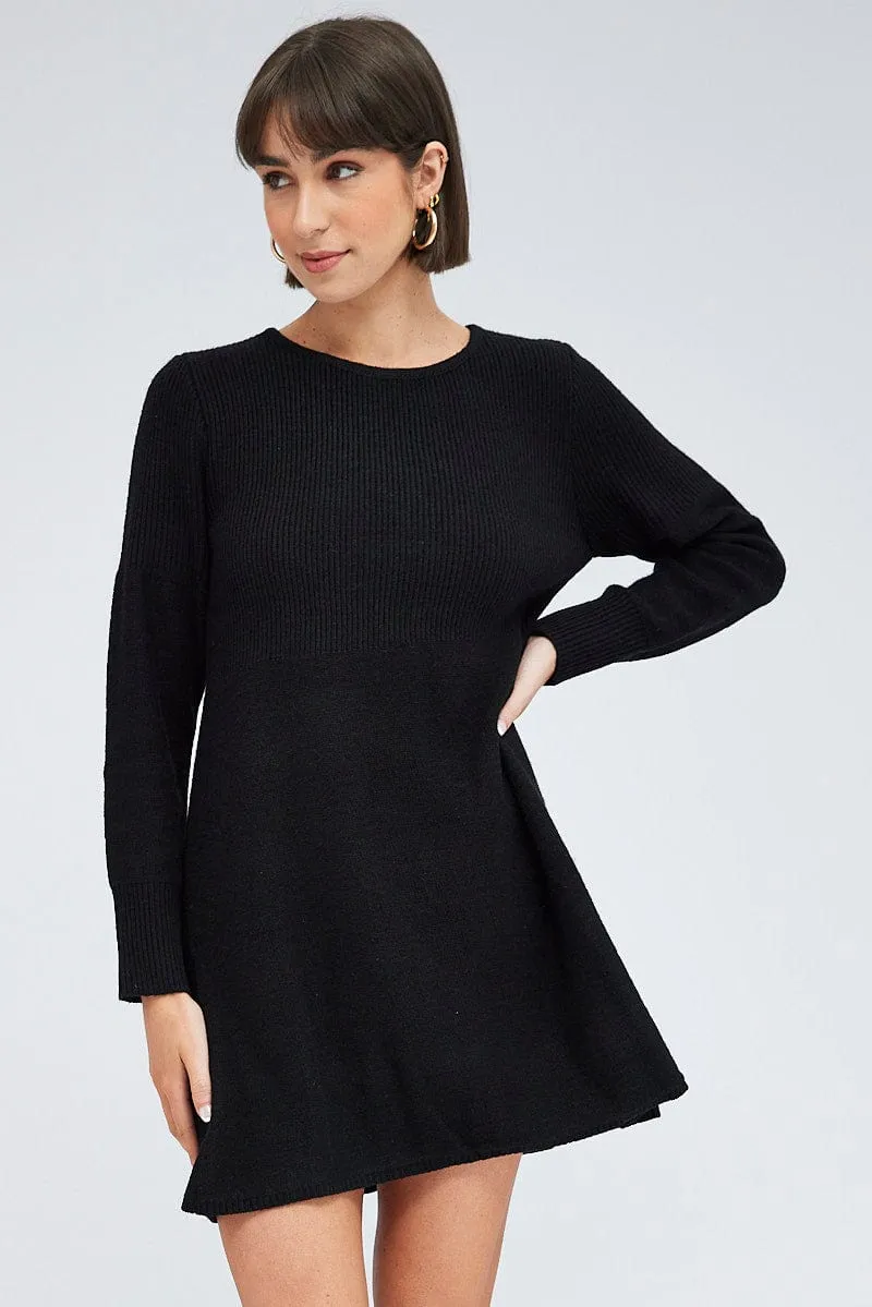 Black Knit Dress Long Sleeve