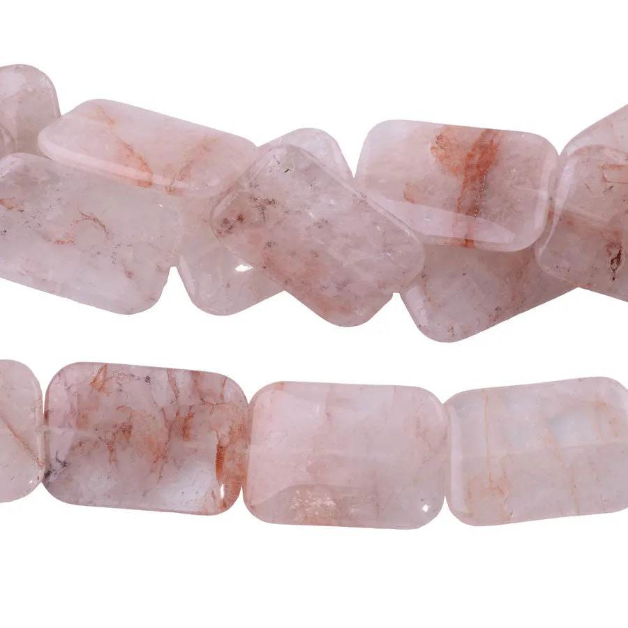 Blood Quartz 25x35mm Puff Rectangle - 15-16 Inch