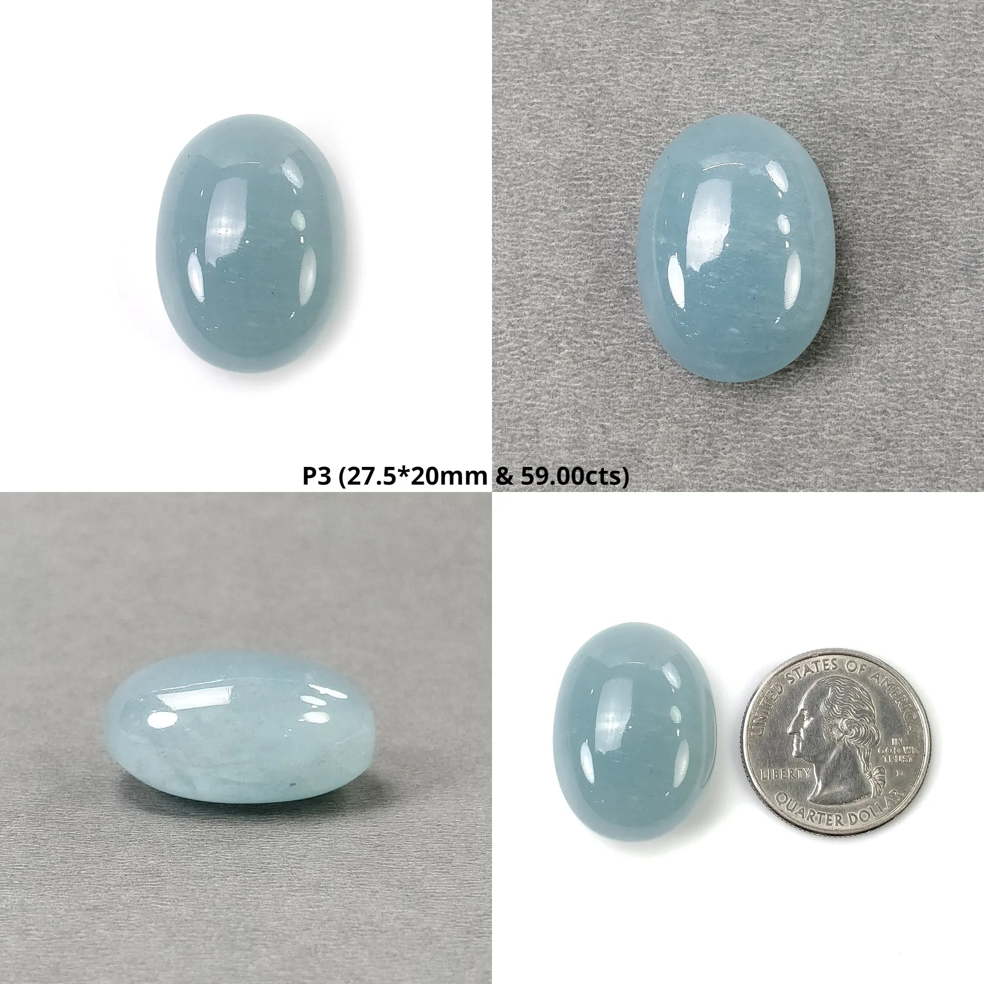 BLUE AQUAMARINE Gemstone Cabochon : Natural Untreated Aquamarine Oval Shape Cabochon