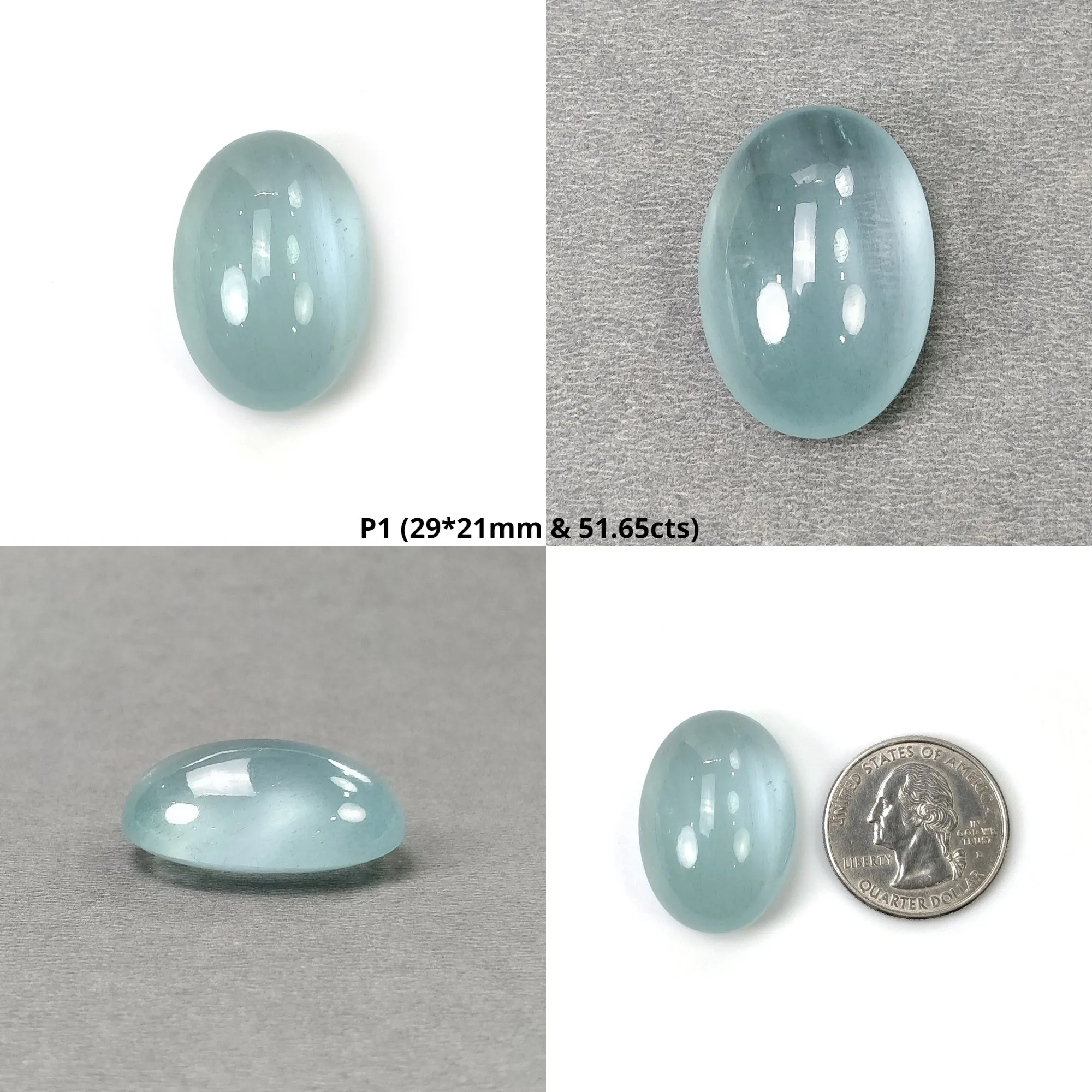 BLUE AQUAMARINE Gemstone Cabochon : Natural Untreated Aquamarine Oval Shape Cabochon