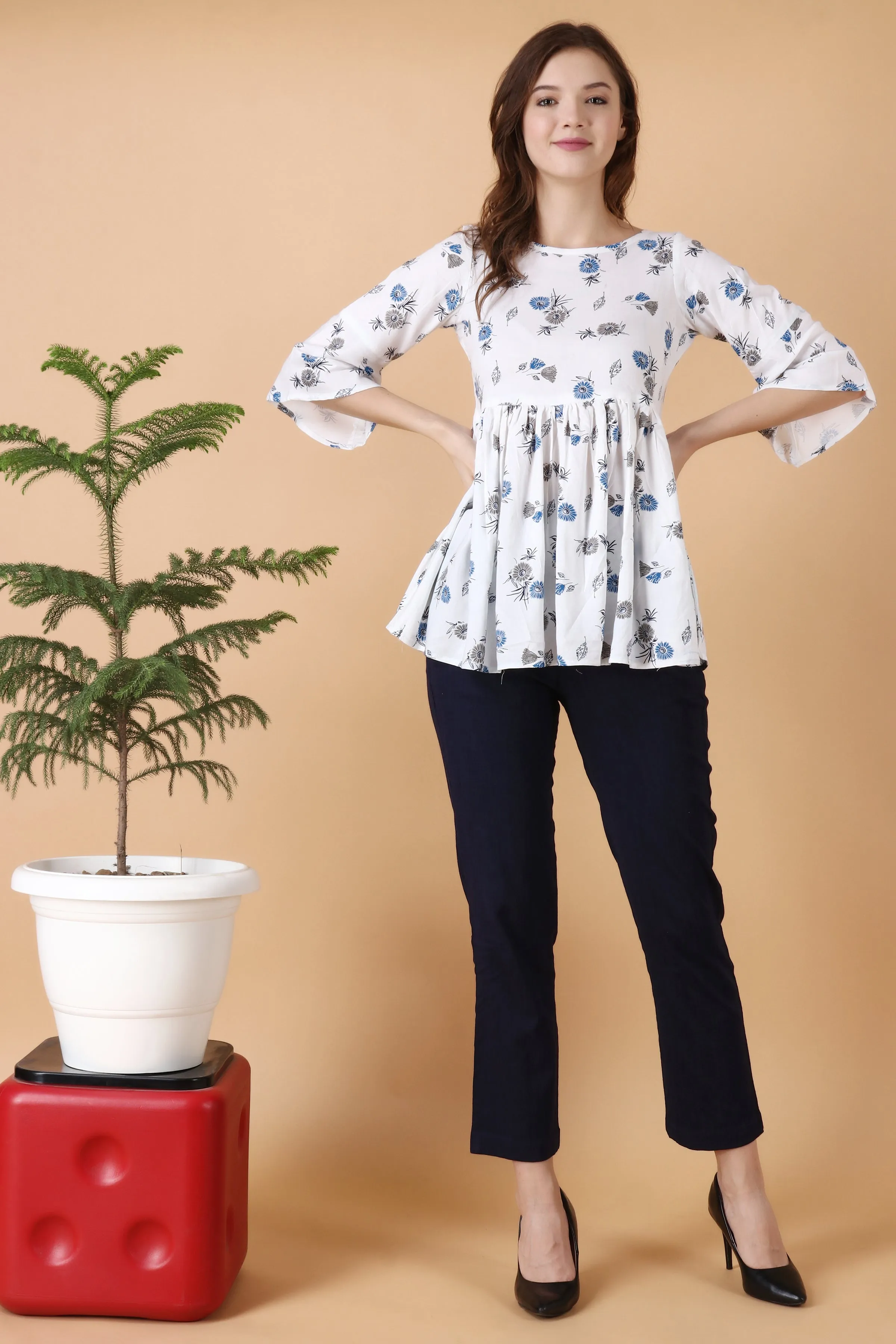 Blue Floral Top