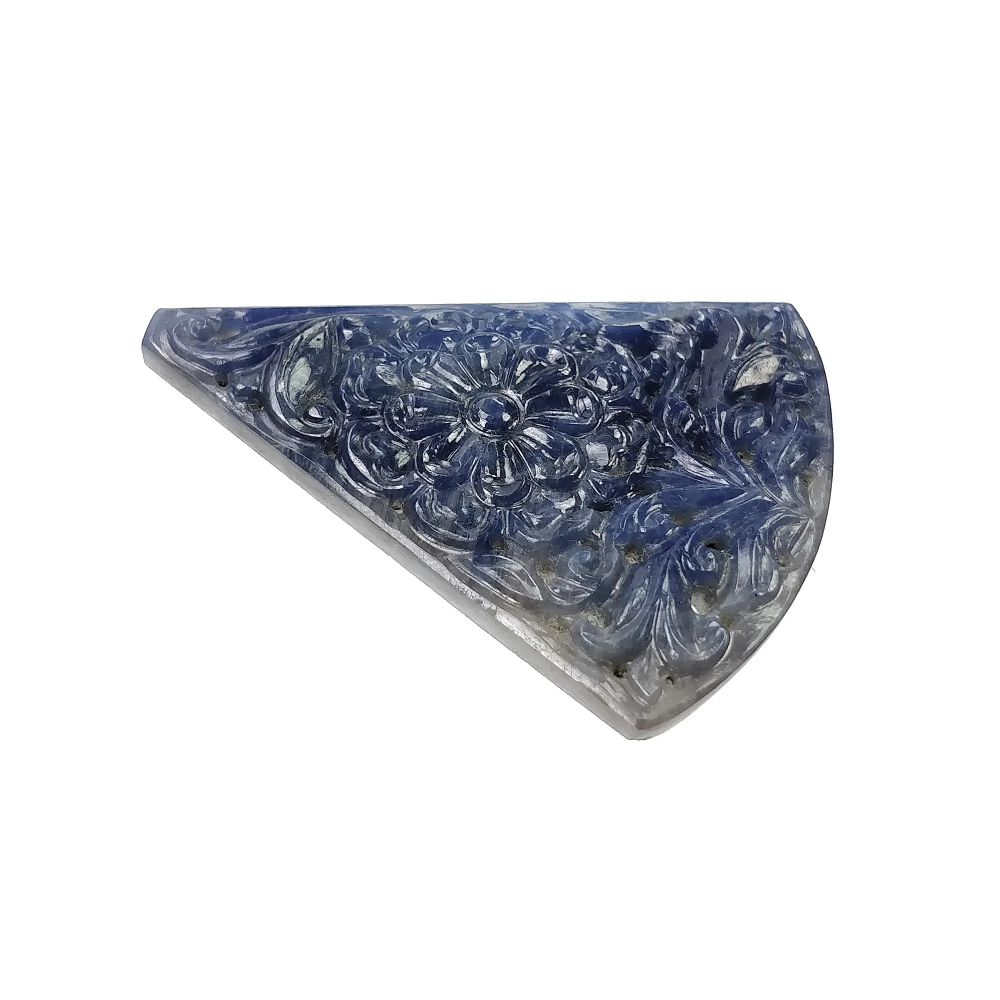 BLUE SAPPHIRE Gemstone Carving : 46.49cts Natural Untreated Unheated Sapphire Hand Carved Uneven Shape 42*31.5mm (With Video)