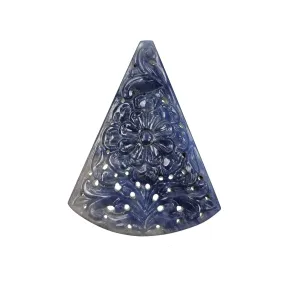 BLUE SAPPHIRE Gemstone Carving : 46.49cts Natural Untreated Unheated Sapphire Hand Carved Uneven Shape 42*31.5mm (With Video)